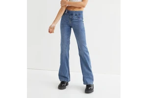 OEM Wholesale Price Denim Blue Slim Fit Flared Low Jeans for Women