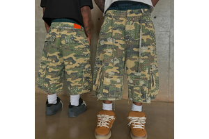 DiZNEW Men's Jean Shorts Custom 2026 New Trend Hip Hop Streetwear Long Rhinestones Camouflage Cargo Shorts