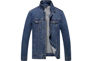 Outfit Men's Jeans Jacket Denim Coat Jacket Front Button Style High Quality Ripped Jeans Jacket Online Selling Trendy