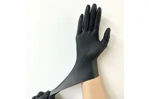 100 Piece a Box Black Disposable Nitrile Safety Gloves 3 Mil Powder Latex Free for Beauty Salon & Food Service General Usage