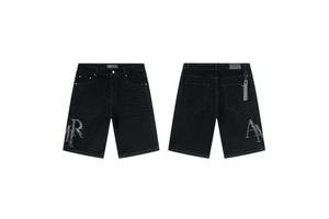 2026 Hot Sale Black Denim Shorts Solid Black Denim Casual Shorts AMR Men Denim Shorts Wholesale