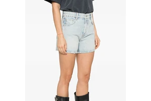High Waist Breathable Denim Shorts for Women in Soft Washed Cotton with Distressed Detail for Summer Street and Casual Wear