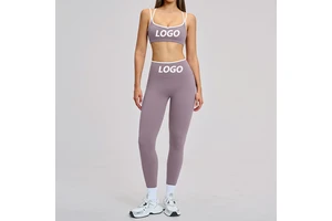 LOGO Custom Service Women's Gym Wear Activewear Nylon Spandex Yoga Sets with Yoga Bra and Sports Leggings