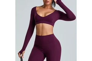 Wholesale High Quality Womens Gym Fitness Short Top Custom logo Fitness Yoga Long Sleeve