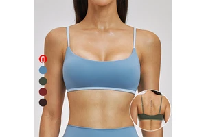 High Quality Nude-feeling Contrast Color Yoga Outfit Casual Sports Fitness Underwear Breathable Comfortable Fashion Sports Bra