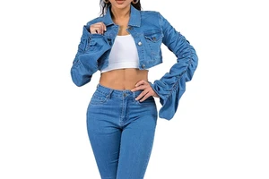 Women's Classic/Destroyed Vintage Washed Long Sleeve Denim Jean Jacket Jean Coat Jeans Trucker Jacket for Women Girls