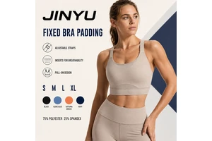 JINYU Custom Women's Scoop Neck Sports Bra Quick Dry Breathable Removable Pads Yoga Running Gym Workout Activewear