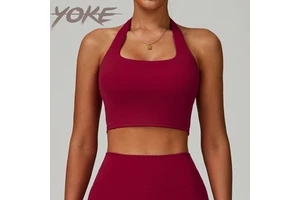 Women's Open Back Halter Sports Bra Quick Drying Push up Breathable Lightweight for Running Yoga, and Fitness