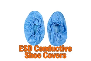 ESD Anti-Static Reusable Shoe Covers with Non-Slip PVC Polyester Booties for Cleanroom Lab Electronics Factory Industrial Safety