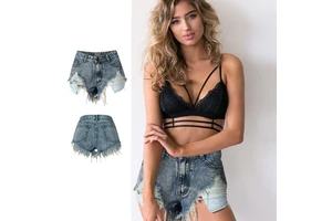 Summer Blue Black Sexy High Waist Ripped Distressed Frayed Ladies Denim Shorts Women Jean Shorts