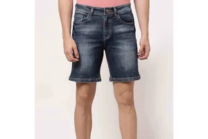 Men's Stonewashed Denim Shorts Straight Leg Mid Waist Cotton Casual Summer Shorts With Pockets Breathable Woven Fabric