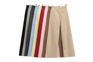 Women's Eco-Friendly Spandex Solid Full Length Joggers XL Loose Wide Leg Pants Elastic Waist Adjustable Drawstring Low Rise