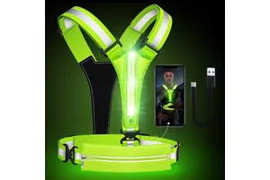 Custom Logo Rechargeable Night Outdoor Running Riding Safety Warning Reflective Vest With Waist Bag Adjustable Strap LED Vest