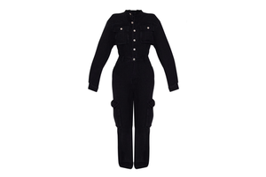 Custom Fashion Trend Women's Jumpsuits Playsuits Pearl Baggy Luxury Bootcut Straight Wide Leg Wash Black Denim Cargo Jeans Pants