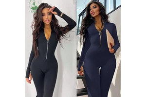 Custom Zipper Jumpsuits Women Girls Sportswear Solid Fitness Tight Sports Yoga Jumpsuit for Women's Clothing