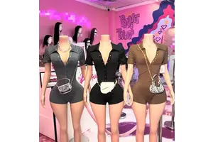 Floralcharm New Arrivals Women's Yoga Ribbed V-neck Stretch Short Sleeved Sports Bodycon Jumpsuit