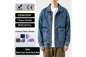 Vintage Denim Jacket Wholesale Plus Size Streetwear Custom Pattern Unisex Windproof Eco-Friendly Breathable