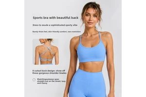 New Yoga Top with Spaghetti Strap Breathable Sports Bra Vest for Women Summer Fitness Wear Spandex/Nylon Light Support DW399