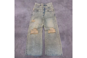 High Quality Men's Denim Jeans Baggy Straight Leg High Street Style Cotton Spandex Quick Dry Destroy Wash Custom Denim Pants