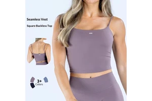 Hot Selling Women's XS-XL Nylon/Spandex Front Beauty Back Quick Dry Breathable Seamless Removable Shockproof Sports Strappy Top