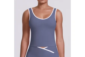New Style Contrasting Color Cross-Tied Tight-Fitting Brush Tank Top Yoga Tops Fitness Breathable