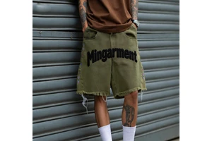 Low Price Custom Logo Men's Jeans Wholesale Streetwear Patchwork Rhinestone Vintage Boxy Distressed Plus Size Men's Denim Shorts