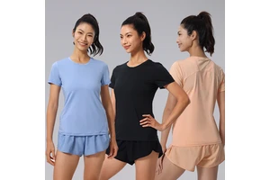 Round Neck Mesh Top for Spring Summer Sports for Yoga Fitness Running T-shirts Short Sleeved Sports Yoga Gym Top