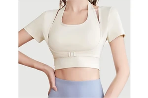 Fashionable Lightweight Front-Bust Supported Shock-Absorbing Fitted Yoga Top
