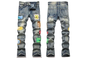 High Quality Streetwear Skinny Trousers Plus Size Casual Distressed Vintage Ripped Denim Pants Slim Fit Men's Jeans