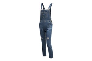 Loose Plus Size Ladies Denim Overalls Lovely Ripped Suspenders Women Jeans Jumpsuit