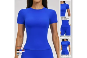 Custom Logo Women's Fitness Yoga Top 15 Solid Colors Short Sleeve Lightweight Seamless Breathable Quick Dry Gym Workout