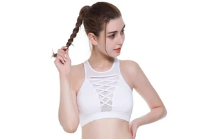 2025 Youth White Fitness Crop Sport Bra Solid Color Seamless Push up Workout Sports Bra Padded Plus Size Private Label Supplier