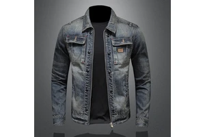 Men's Denim Jacket New Trendy Vintage Men's Denim Top Personalized Zipper Jackets Motorcycle Men Denim Jacket