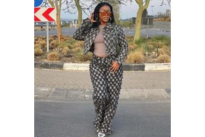 G00112S 2025 Autumn/winter Hot Sale Women Checkered Denim Suits
