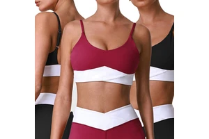 Thin Strap Color Block Yoga Bra Nude Feeling Removable Cups Shockproof Lifting Sports Vest for Women Running Workout