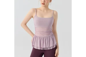 Fashionable Workout Top Breathable Elegant Gym Top Women's Pilates Yoga with Chest Pads