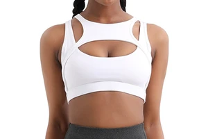 Large Chest Women's Breathable Adjustable Spandex Shockproof Push-up High Support Crisscross Straps Sports Bra for Running Yoga