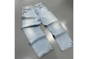 Wholesale Straight Leg Loose Denim Jeans Mid Waist Hip-Hop Casual Denim Pant Men's High Quality Vintage Baggy Embroidered Jeans
