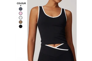 Exercise Bra Tight Nude Contrast Color Sports Vest for Women With Open Back Yoga Clothing Fitness Clothes Outerwear Sports Tops