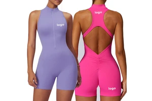 Sports Bodysuit Women'S Female Jumpsuits Playsuits High Strength Spring Yoga Design Zipper Thin Tight One-Piece Fitness Wear