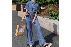 Casual Loose Fit Women's Denim Jumpsuit Overall Jeans for Autumn Season