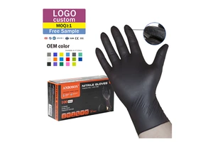 4mil Nitrile Gloves Black XL Size Waterproof Anti-Cut Anti-Slip Touch Screen Anti-Static for Food Safety Tattoo Anti-Vibration