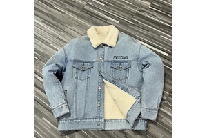 Men's Blue Denim Jacket Casual Windproof Turn-down Collar Winter Jacket 100% Cotton OEM/ODM Customization Supported