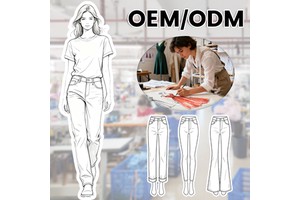 Custom Slim Fit Jeans For Women High Waist OEM Denim Pants Casual Straight Leg Trousers Fashion Streetwear