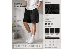 Heavy Weight Cotton Men's Distressed Denim Shorts Streetwear Acid Wash Shorts High Waist Sports 430G Splice Shorts