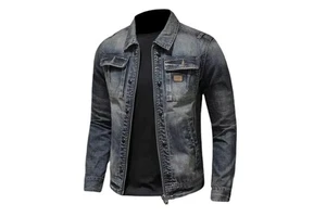 New Style Men's Winter Denim Jacket with Stand Collar Hooded Design Custom Logo Breathable Outdoor Wear Full Sleeves