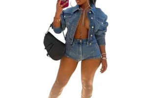 Explosive Denim Two-piece Set Casual New Jeans for Women Denim Jacket Skirt Two-piece Set for Women