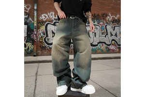 Wholesale Straight Leg Loose Pants Plus Size Men's Denim Regular Jeans Loose Denim Wide Leg Pants