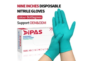 9" Dark Green Nitrile Gloves, Powder-Free, Industrial Grade, Food Safe