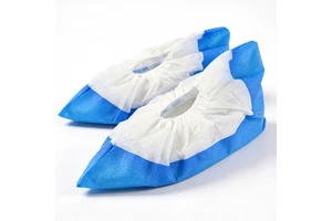 Cleanroom Shoe Disposable Blue PE Non-Woven Dustproof Safety Shoe Covers Universal Elastic Fit Anti-Slip Protective Footwear